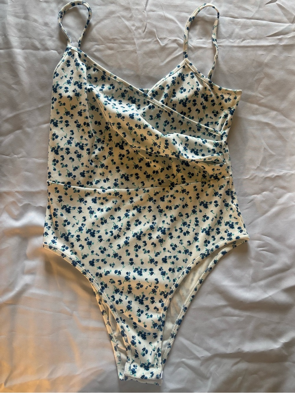 Floral One-Piece Swimsuit in Cream and Navy